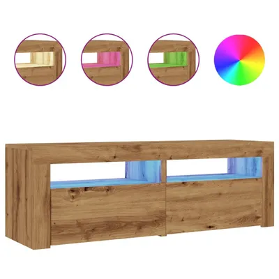 Obrázek produktu pro TV stolek s LED dub artisan 120 x 35 x 40 cm kompozitní dřevo