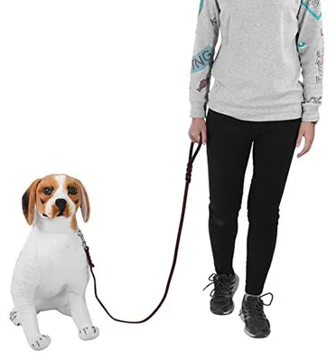 Hundeleine aus Leder, 2,1 m, mit Karabiner, geflochten, dunkelbraun
