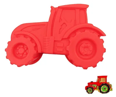 Produktbild von Traktor Backform Silikon Rot für Kuchen Brote Desserts