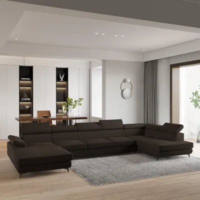 Produktbild von Masseno Ecksofa MONTIVA mit Schlaffunktion U-Form, Sofa mit Bettkasten, Wohnzimmersofa, Couch, Soffa, Bettsofa, Couchgarnitur- Braun, MONOLITH 29