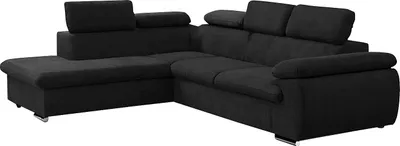 Produktbild von Ecksofa mit Schlaffunktion & Bettkasten - Ecke Links - Stoff - Schwarz - FABIEN