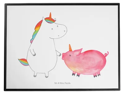 Produktbild von Mr. & Mrs. Panda schreibtischunterlage Einhorn Schwein - Weiß - Geschenk, Schreibunterlage, Unicorn, tischschutz, Unterlage Schreibtisch, Einhörner, Schweinchen, Freundin