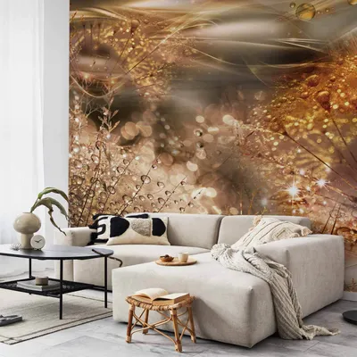 Produktbild von Vlies Fototapete - Dandelions' World (Gold) 100x70 cm Blumen b-A-0360-a-b