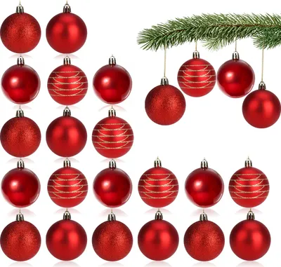 Produktbild von com-four® 24x Christbaumkugel - Weihnachtsbaumkugeln aus Kunststoff für Weihnachten - Baumschmuck für den Christbaum - Christbaumschmuck - Kunststoffkugeln