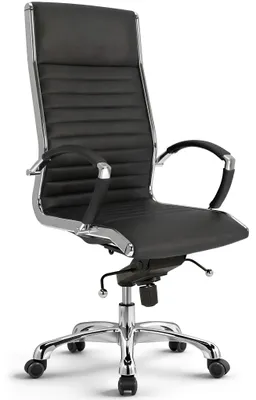 Produktbild von VERSEE Montreal Chefsessel Schwarz Leder – ergonomischer Bürostuhl & Schreibtischstuhl, bequem für langes Sitzen, stabiler Drehstuhl bis 150 kg belastbar