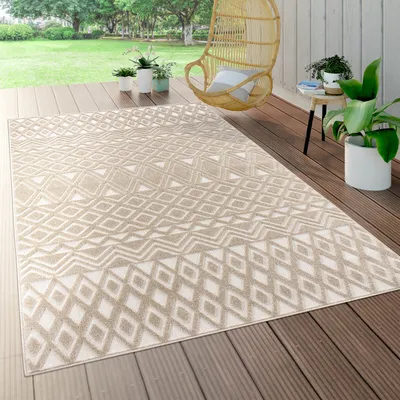 Produktbild von In- & Outdoor Teppich, Terrasse u. Balkon, Wetterfest Modern Geometrische Muster Grösse 120x170 cm