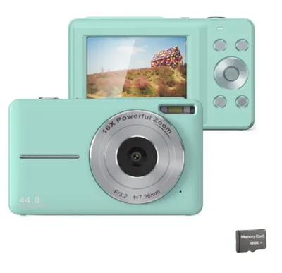Produktbild von INF Digitální fotoaparát 44MP/1080P/16X s digitálním zoomem/výplňovým světlem/32GB kartou Zelená