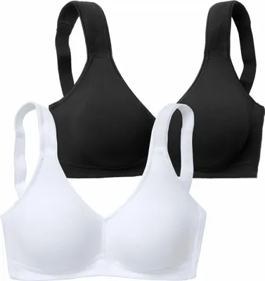 Produktbild von petite fleur by Lascana Entlastungs-BH , BH ohne Bügel, Baumwoll BH schwarz+weiß Größe 75 Cup C