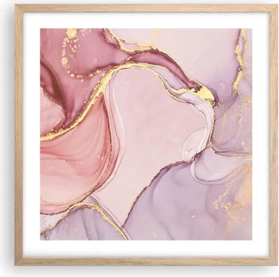 Produktbild von Gerahmtes Poster - Rahmen in heller Eiche - Abstraktion Marmor Rosa - 50x50 cm - Wand Bild - Wanddeko - Wandbilder - Kunstposter - Wandposter - Bilderrahmen - Bilder - Kunstdruck - P2NAC50x50-4528