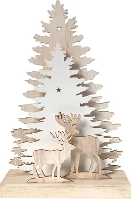 Produktbild von LED Weihnachsdeko Rehe vor Baumsilhouette