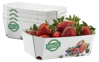 Produktbild von 350x Beerenschalen aus Pappe 159x95x60mm mit Neutraldruck für 500 gr.