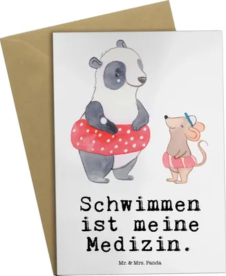 Produktbild von Mr. & Mrs. Panda Glückwunschkarte Otter Schwimmen - Weiß - Geschenk, weihnachtskarten, osterkarten, kommunionskarte, Schwimmkurs, Wassersport, osterkarte