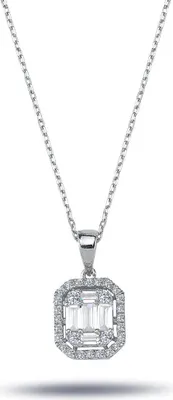 Produktbild von Halskette mit 0,61 Carat mit Carreé-Anhänger Diamanten in Baguette-Schliff
