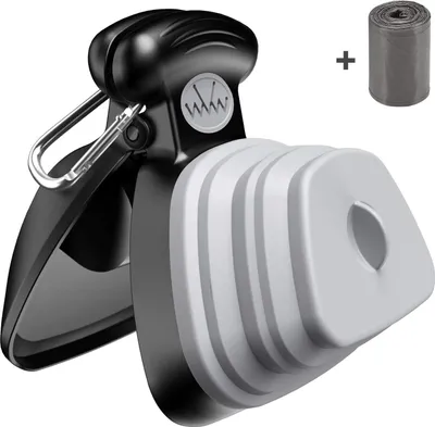 Produktbild von Tragbarer Hundekotgreifer, Pooper Scooper, faltbarer Hundekotschaufel mit Abfallsäcken Haustier-Toilette Abfallaufbewahrung Poop Scoop mit Pet Poop-Taschen, Poop Remover Abholwerkzeug - Grau