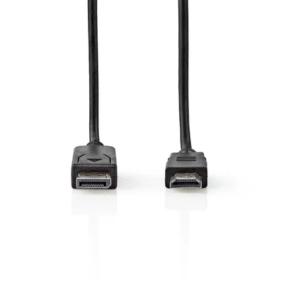 Produktbild von Nedis Displayport-Kabel - DisplayPort Stecker - HDMI Stecker - 4K@30Hz - Vernickelt - 2.00 m - Rund - PVC - Schwarz - Label