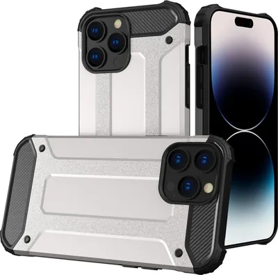 Produktbild von Mobigear Outdoor iPhone 14 Pro Max Hülle Hardcase Backcover Stoßfest - Silber