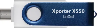 Zdjęcie produktu dla Patriot Memory Xporter X550, 128 GB, USB Type-A / USB Type-C, 3.2 Gen 1 (3.1 Gen 1), 80 MB/s, Obrotowy, Niebieski, Biały