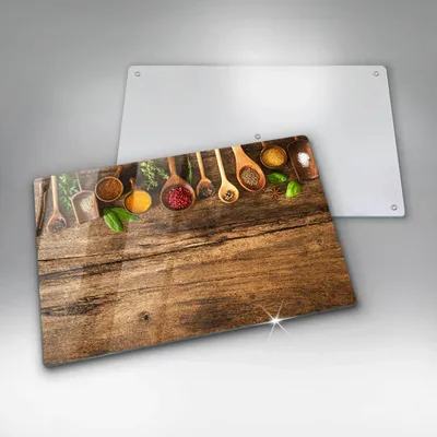 Produktbild von Glasschneideplatte - Herdabdeckplatte - 80x52 cm -Schneidebrett - Spritzschutz -Holzgewürze