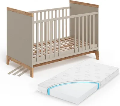 Image de Lit bébé Vitalispa Malia Cachemire/Artisan 70x140 cm avec matelas, Model 58593