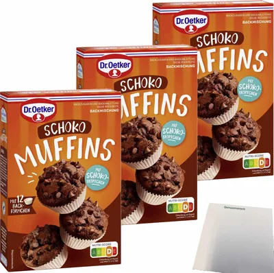 Produktbild von Dr. Oetker Backmischung Muffins Schoko 3er Pack (3x345g Packung) + usy Block