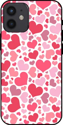 Productafbeelding van Smartphonica Telefoonhoesje, geschikt voor:iPhone 12 Mini met hartjesprint - Hartjesdesign TPU achterkantbeschermhoes - Kindertelefoonhoesje met hartjesdesign