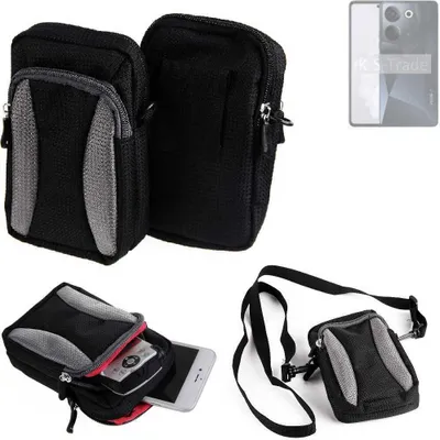 Produktbild von K-S-Trade Holster Schutz Hülle kompatibel mit Tecno Camon 20 Handy Hülle Gürteltasche Umhängetasche mit Zusatzfach schwarz