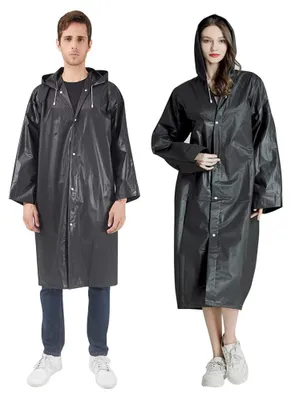 Produktbild von Regenmantel Regenponcho für Damen Herren, Regencape Wasserdicht, Schwarz