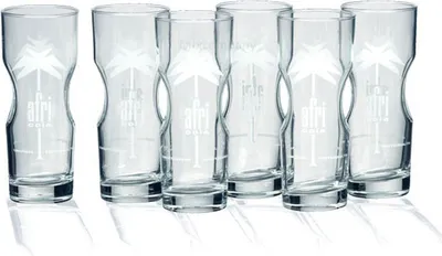 Produktbild von Afri-Cola Exclusive-Tumbler 0,4l Contour Glas Gläser Set - 6x Gläser 0,4l geeicht Kult Cola Longdrinkglas Designglas Palmenlogo Softdrinkglas Bar