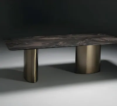 Immagine prodotto di Tavolo da pranzo sala da pranzo legno tavoli da pranzo stile moderno design marrone acciaio inox