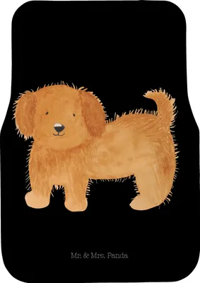 Produktbild von Mr. & Mrs. Panda Automatte Hund Flauschig - Schwarz - Geschenk, Hunde, Vierbeiner, Süß, Sprüche, Auto-Fußmatte, Autoteppich, Auto Fußmatte, Fürs