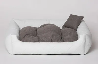Produktbild von Hundebett Gestepptes Kunstleder Weiß Gr. L - 80x65 cm Hundekissen Hundesofa Hundekorb Katzenkorb Bett Katzenbett Mayaadi Home