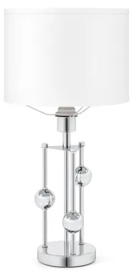 Produktbild von COSTWAY Nachttischlampe mit E27-Fassung, Leinenstoff-Lampenschirm & 3 Dekorativen Kugeln, Moderne Tischlampe, Schreibtischlampe 30x60cm