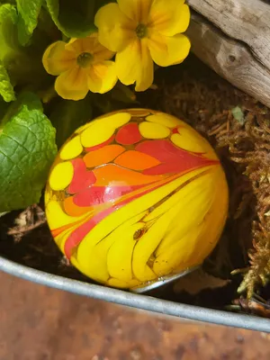 Produktbild von Ersatzglaskugel gelb-orange-rot, 5 cm, M6 Gewinde