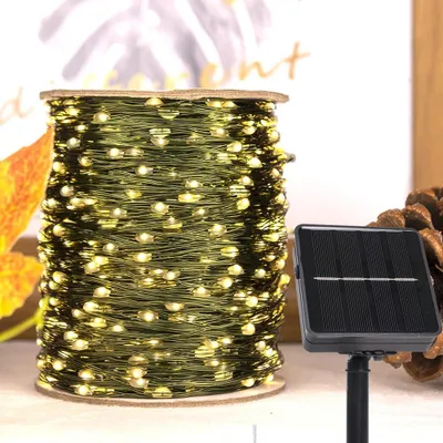 Solar-Lichterkette 12 m, 240 LEDs, warmweiß, 8 Modi