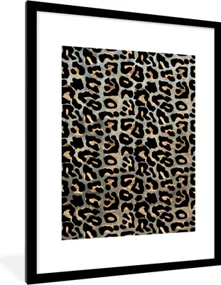 Produktbild von MuchoWow® Gerahmtes Poster Pantherdruck - Braun - Luxus 60x80 cm - Poster mit Schwarzem Bilderrahmen Wandposter Rahmen Foto Bilder - Wohnzimmer - Dekorationen - Prämie