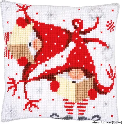 Obrázok produktu pre Vervaco cross stitch vankúš "Spievajúci elfovia", výšivka obrázok predkreslený