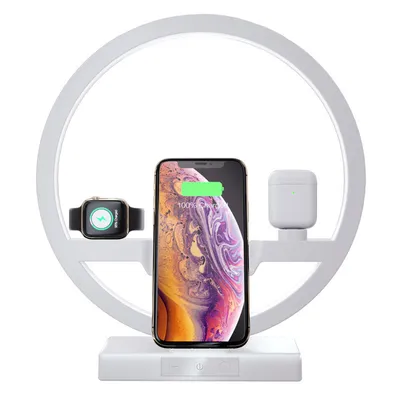 Produktbild von Wake Up Light, kabelloses Ladegerät, LED verstellbare Nachttischlampe, Wake Up Light mit dimmbarem Bildschirm und Alarmfunktion, Touch Tischlampe, 3 Helligkeitsstufen, Weiß
