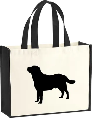 Produktbild von Huuraa Jutetasche Labrador Retriever Silhouette 21 Liter Black Jute und Baumwolle Einkaufstasche Geschenkidee