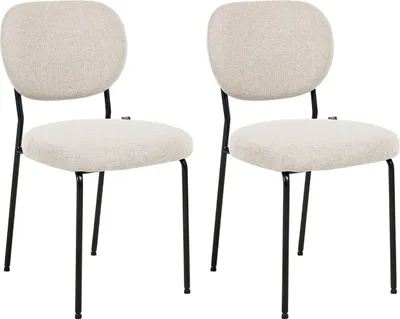 Produktbild von BELIANI Esszimmerstühle 2er Set Hellbeige Stoff Gepolstert mit Schwarzen Beinen Ohne Armlehnen Modern Polsterstühle Küchenstühle Esszimmer Küche