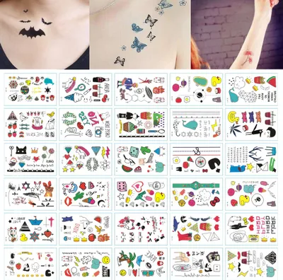 Obrázok produktu pre Dočasné tetovanie Tetovanie Body Art Malé listy Tetovacie nálepky Falošné tetovanie na ruky Nálepky pre mužov ženy (30 listov)