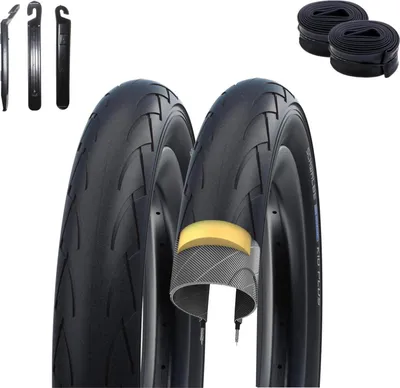 Image de 2 x Schwalbe Kid Plus PunctureGuard 47-203 (12 x 1,75) + 2 x chambres à air Schwalbe DV1, démonte-pneus inclus