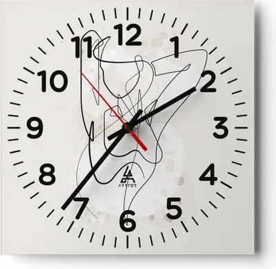 Produktbild von Wanduhr - Quadrat - Glasuhr - Linie Frau Linie - 30x30cm - Schleichendes Uhrwerk - Lautlos - zum Aufhängen bereit - Dekoration Modern - Wanddekoration aus Glas - C4AC30x30-5119