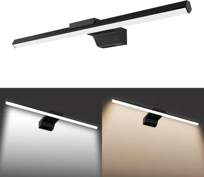 Obrázok produktu pre LED zrkadlové svietidlo LARS360, kúpeľňa, 40 cm, 10 W, 700 lm, čierna farba, teplá biela, moderné kúpeľňové svietidlo na montáž na stenu, typ B