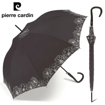 Produktbild von Pierre Cardin Damen Automatik Regenschirm Stockschirm Black & White Flower