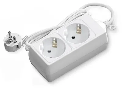 Obrázek produktu pro Bílá prodlužovací zásuvka bez vypínače s kabelem 3G, bílá prodlužovací zásuvka (2 zásuvky, 1,5 mm², 3 m)