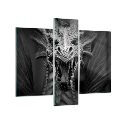 Produktbild von Bilder auf glas - Drache Kreatur Waage - 95x80cm - Glasbilder - Wandbilder - Kunstdruck - zum Aufhängen bereit - Wanddekoration aus Glas - Glas Bilder - Wandbild auf Glas - 3 Teile - GCB95x80-0245