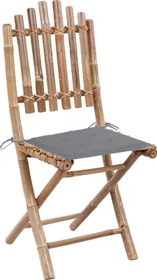 Productafbeelding van vidaXL Klapstoelen, 2 stuks, met kussens, bamboe