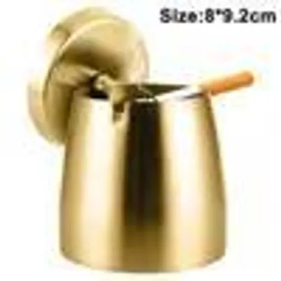 Produktbild von Aschenbecher mit Deckel für Zigaretten im Freien, winddicht,regendicht, Edelstahl, Aschenbecher für den Au?enbereich, Heimtisch(gold)