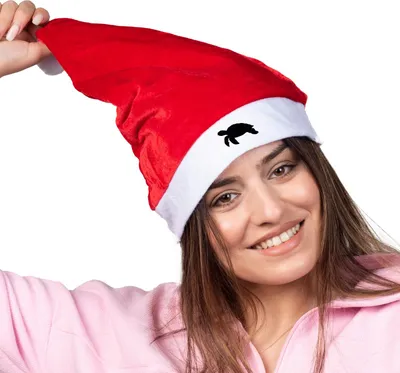 Produktbild von Huuraa Weihnachtsmütze Schildkröte Silhouette Geschenk Rot/Weiß Filz Schildkröte Geschenkidee