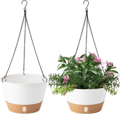 Produktbild von Runde Plastik-Wandtöpfe 20cm mit Abflusslöchern und Gartenunderlage